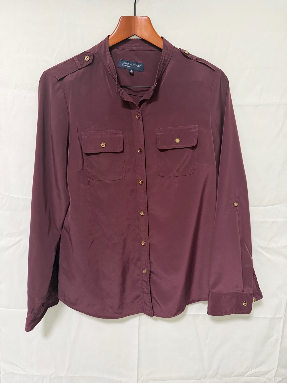 Jones New York Signature Plum Button-Up Blouse